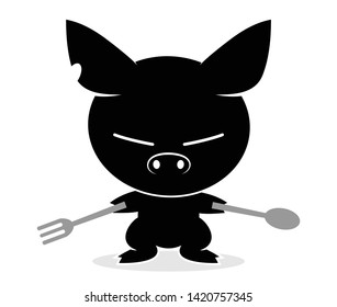 Illustrations of pig action logo on white background, Animals vector of isolated a cute pig icon