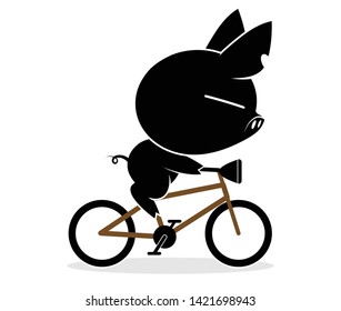 Illustrations of pig action logo on white background, Animals vector of isolated a cute pig icon