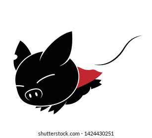 Illustrations of pig action logo on white background, Animals vector of isolated a cute pig icon