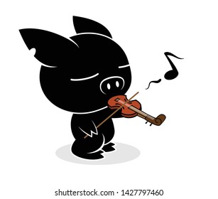 Illustrations of pig action logo on white background, Animals vector of isolated a cute pig icon