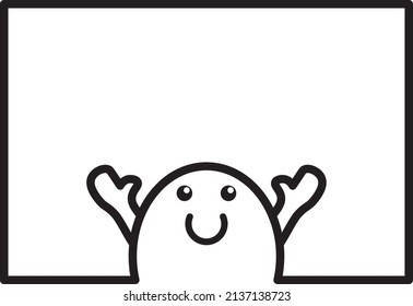 Illustrations placed in a cartoon-like frame with a character posing with both hands raised
