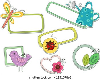 Ilustraciones de plantas y animales que se pueden imprimir como pegatinas y utilizar como etiquetas
