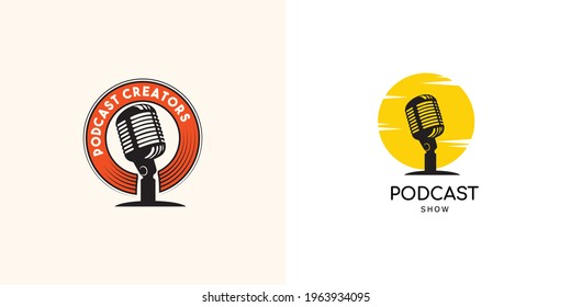 Illustrations of podcast logo design concept