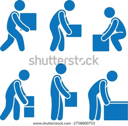 Illustrations of proper techniques for lifting and moving boxes