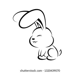 Illustrations of rabbit action logo on white background, Animals vector of isolated a cute rabbit icon