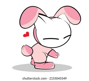 Illustrations of rabbit cat action on white background, Animals action vector.