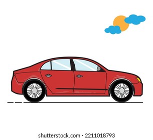 Illustrations of Red Car Vector 