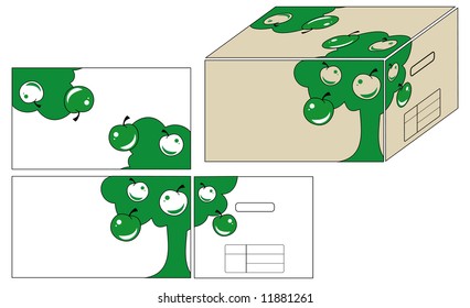 Illustrations for registration of container for fruit in different foreshortens