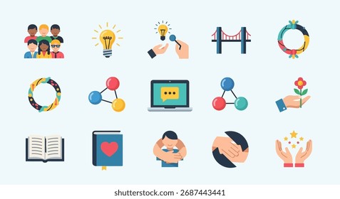 Illustrations representing collaboration, creativity, and problem-solving.