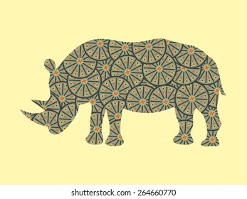 illustrations rhino  with ornament