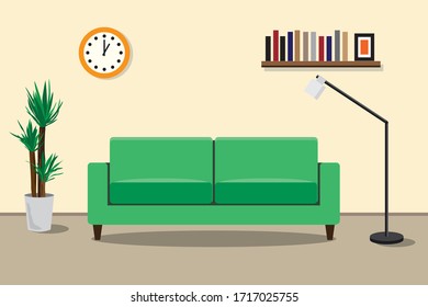 Illustrations of the room and sofa.