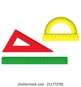 Illustrations of rulers and protractor