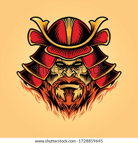 illustrations A samurai mask shogun warrior helmet  for your icon logo and clothing apparel