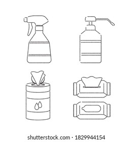 Illustrations of sanitary items to keep your hands and things clean in your life.