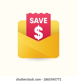 
illustrations of save money with envelope design template.