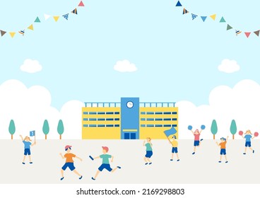 Illustrations Of School Sports Day And Children