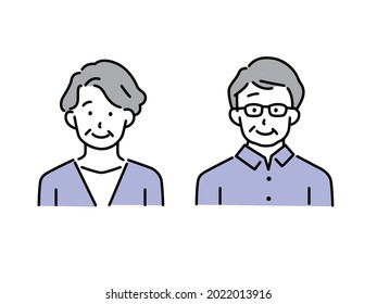 Illustrations of senior generation couples. grandpa, grandma, pension, old age, living, hobbies, insurance, health, medical expenses, nursing care.