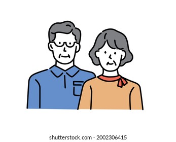 Illustrations of senior generation couples .husband and wife, family, business, grandpa, grandma.