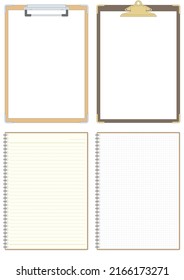 Illustrations set of A4 vertical format binder and notebook