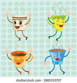 Illustrations set of drink coffee cute. isolated illustration Vector