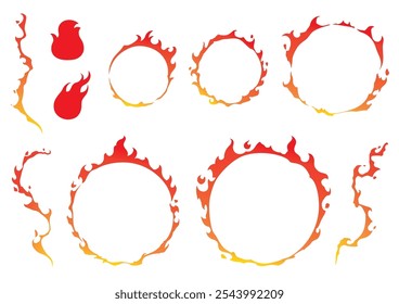 Illustrations set of flame for training, exercise and diet.
