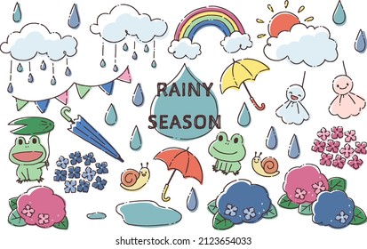 the illustrations set of rainy season icons