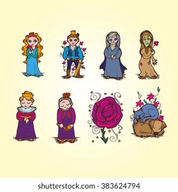 Illustrations set of Sleeping beauty