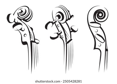 illustrations set of violin isolated on white background
