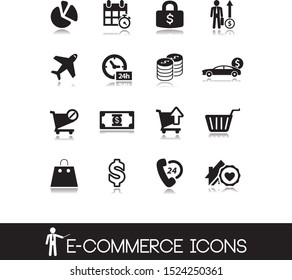 Illustrations of shopping. Commerce icons. 
