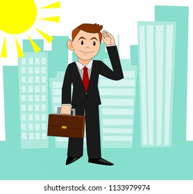The illustrations show young businessmen are happy and confident in the business.