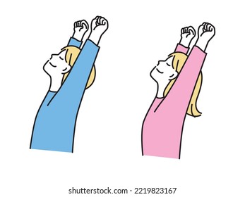 Illustrations showing stretching, deep breathing, lifestyle, relaxation, waking up, and health