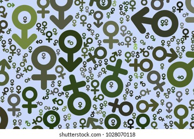 Illustrations of sign of male or female. Good for web page, wallpaper, graphic design, catalog, texture or background. Cartoon style vector.