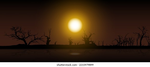 Illustrations silhouette dead tree,vector background
