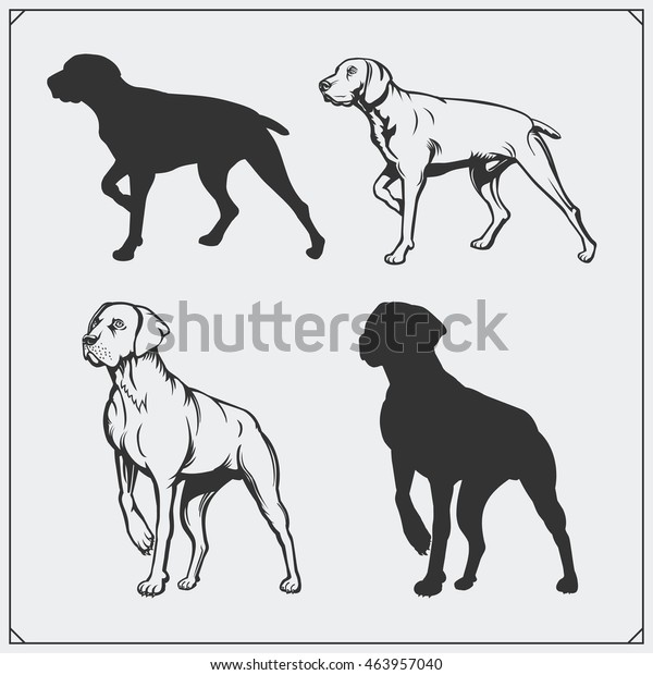 犬のイラストやシルエット 白黒のデザイン のベクター画像素材 ロイヤリティフリー 463957040
