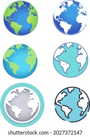 Illustrations of the six different styles of the earth