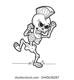 Illustrations of Skeleton. Vector Illustrations. Drawing with line art. simple design outline style