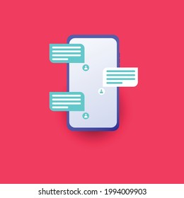 illustrations a smartphone with a bubble text vector template.