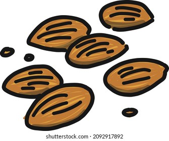 Illustrations of snacks, classic snacks, and almonds