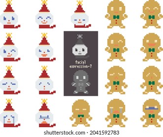 
Illustrations of some facial expressions about Christmas made with pixel art Part 1