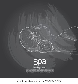 Illustrations of spa. chalkboard background.