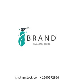 Illustrations of spray with leaf logo design concept.