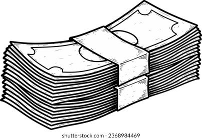 illustrations stack of money on white