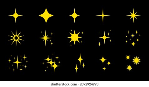 Illustrations of stars such as sparks of bright yellow glowing fireworks during the new year, suitable for social media template design needs, brochures, flyers.