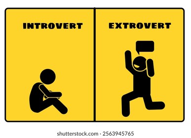 Illustrations of stick figures showing introverts and extroverts.