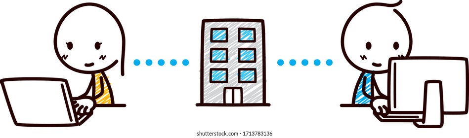Ilustraciones del hombre del palo / Telework