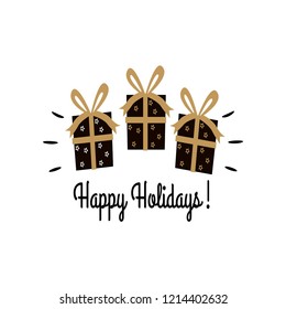 Illustrations of sticker with the text of congratulations with a happy New Year Merry Christmas.