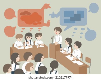Illustrations of students at the debate competition svg