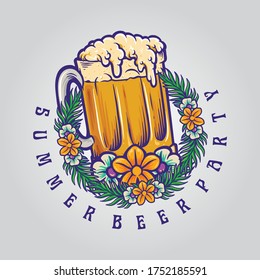 Illustrations for Summer Beer Party with Glass