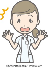 Illustrations surprised by nurses wearing white coats