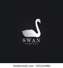 Illustrations of swan logo design template.